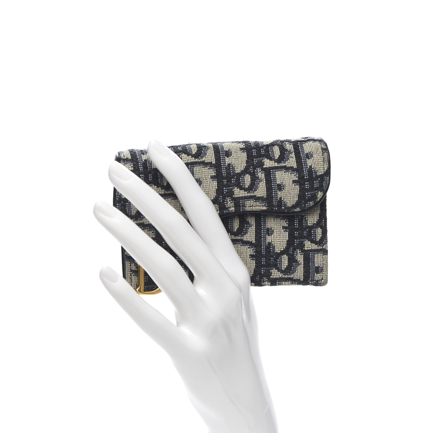 Christian Dior Oblique Saddle Card Holder Blue 2 of 8
