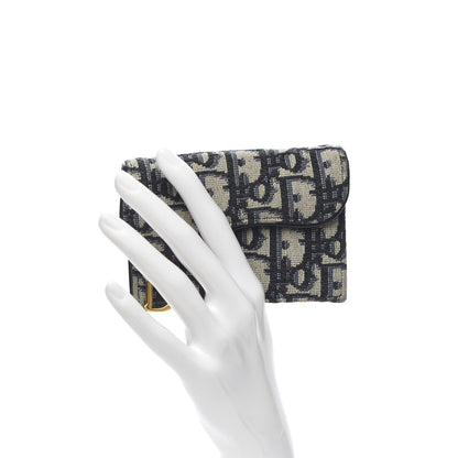 Christian Dior Oblique Saddle Card Holder Blue 2 of 8