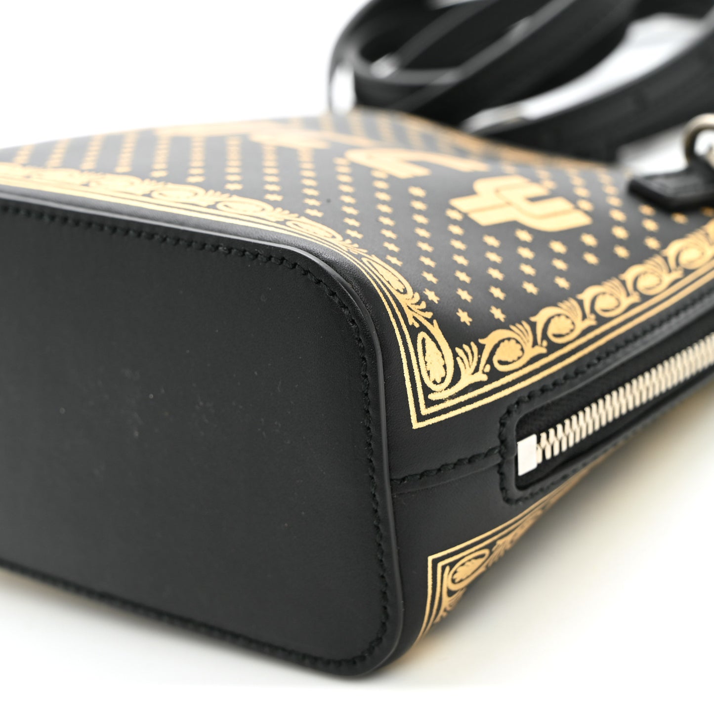 X SEGA Calfskin GUCCY Stars Mini Dome Shoulder Bag Black Gold