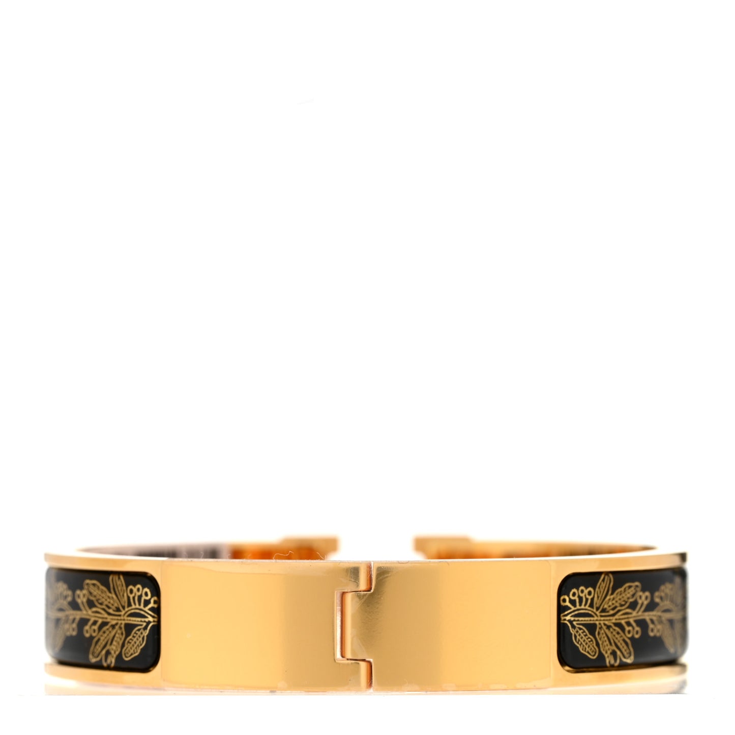 Enamel Printed Narrow Clic Clac H Bracelet PM Jaune Or Black