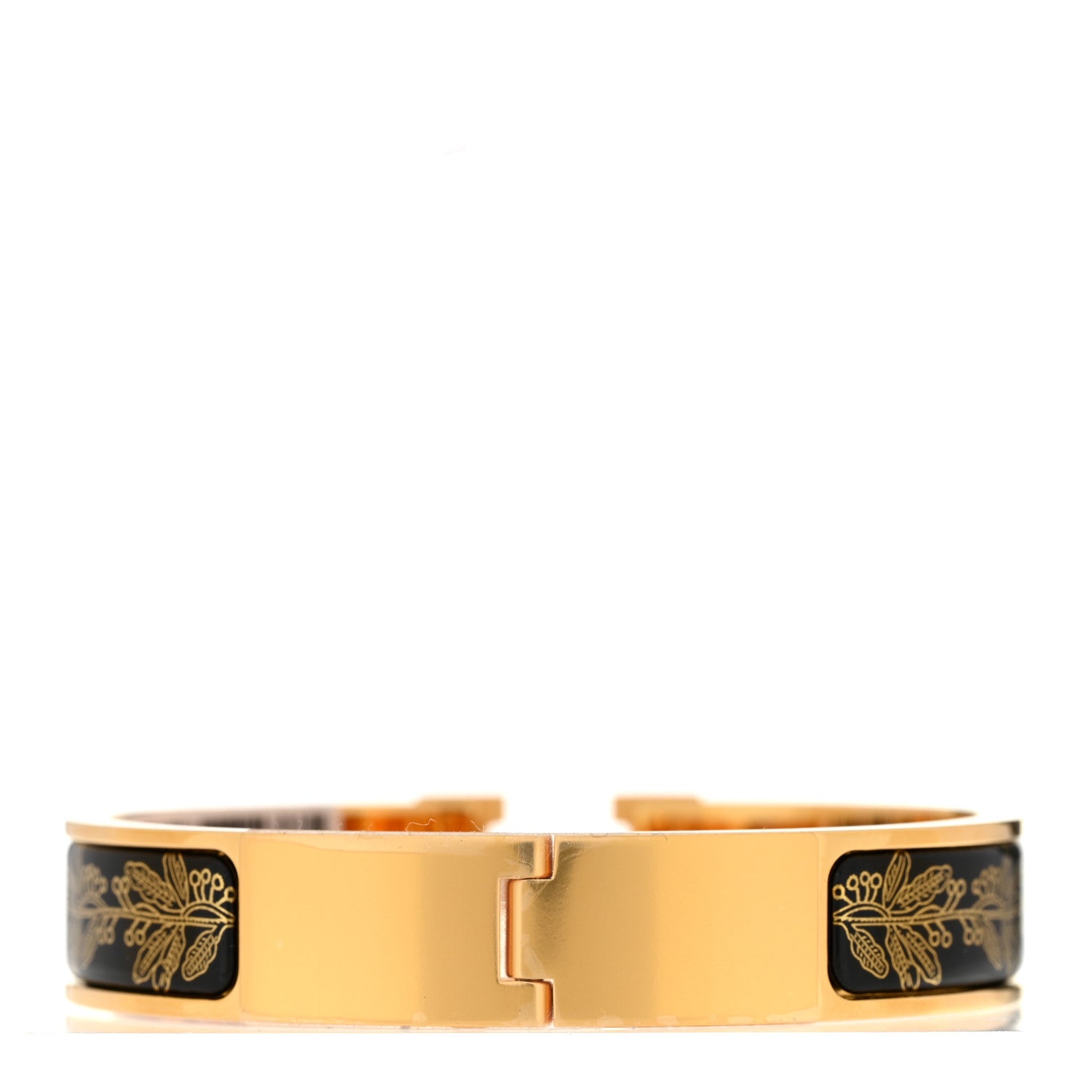 Hermes Enamel Printed Narrow Clic Clac H Bracelet PM Jaune Or Black 3 of 5