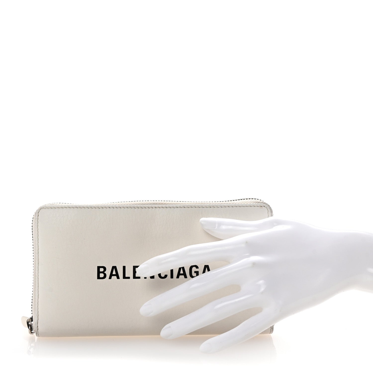 Balenciaga Calfskin Logo Everyday Continental Zip Around Wallet White 2 of 7