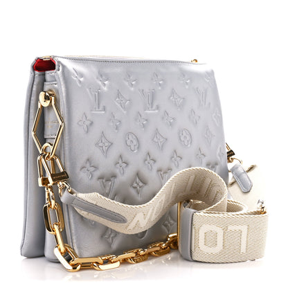 Louis Vuitton Metallic Lambskin Embossed Monogram Coussin PM Silver 3 of 10