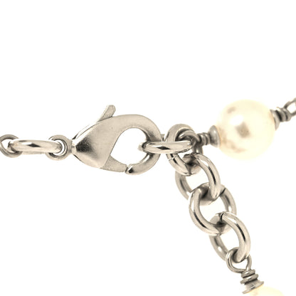 Chanel Crystal Pearl CC Long Necklace Silver 4 of 5