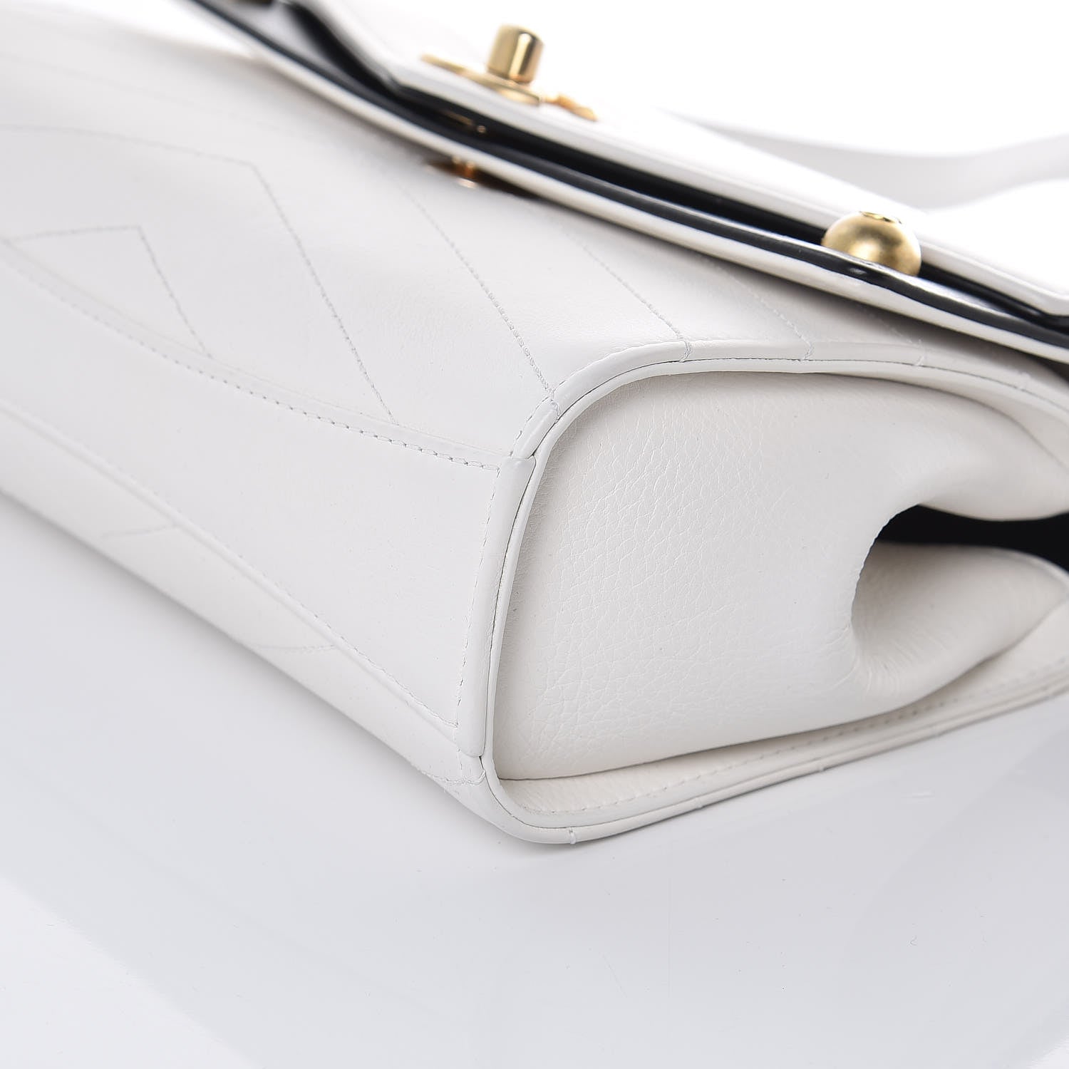 Chanel Calfskin Chevron Quilted Casual Trip Flap White 9 of 13