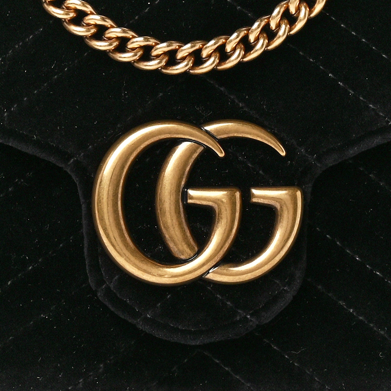Gucci Velvet Matelasse GG Marmont Chain Wallet Black 8 of 11