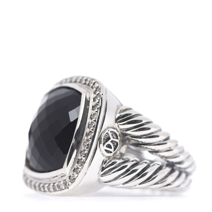 David Yurman Sterling Silver Diamond Black Onyx 14mm Albion Ring 54 7 3 of 5