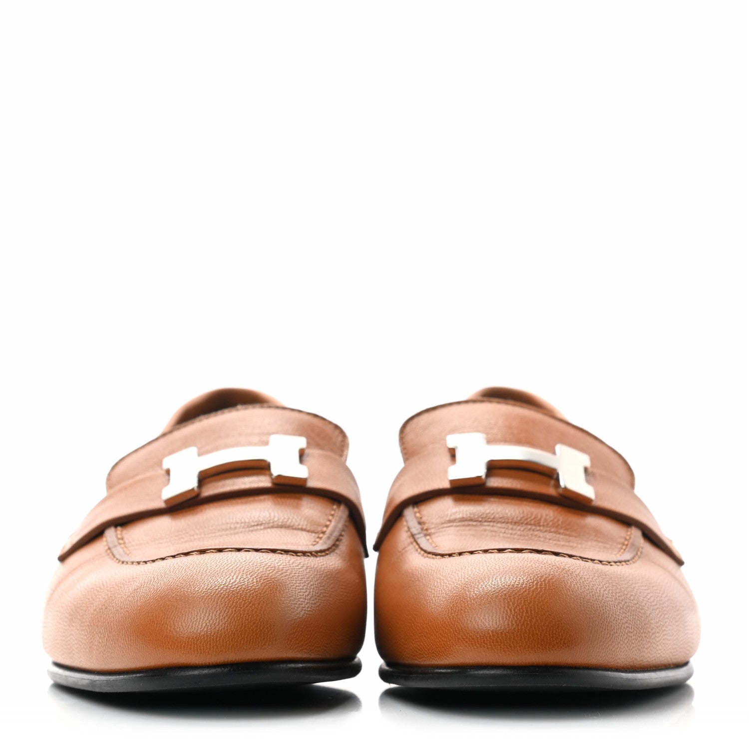 Hermes Goatskin Womens Paris Loafers 37 Gold 2 of 11