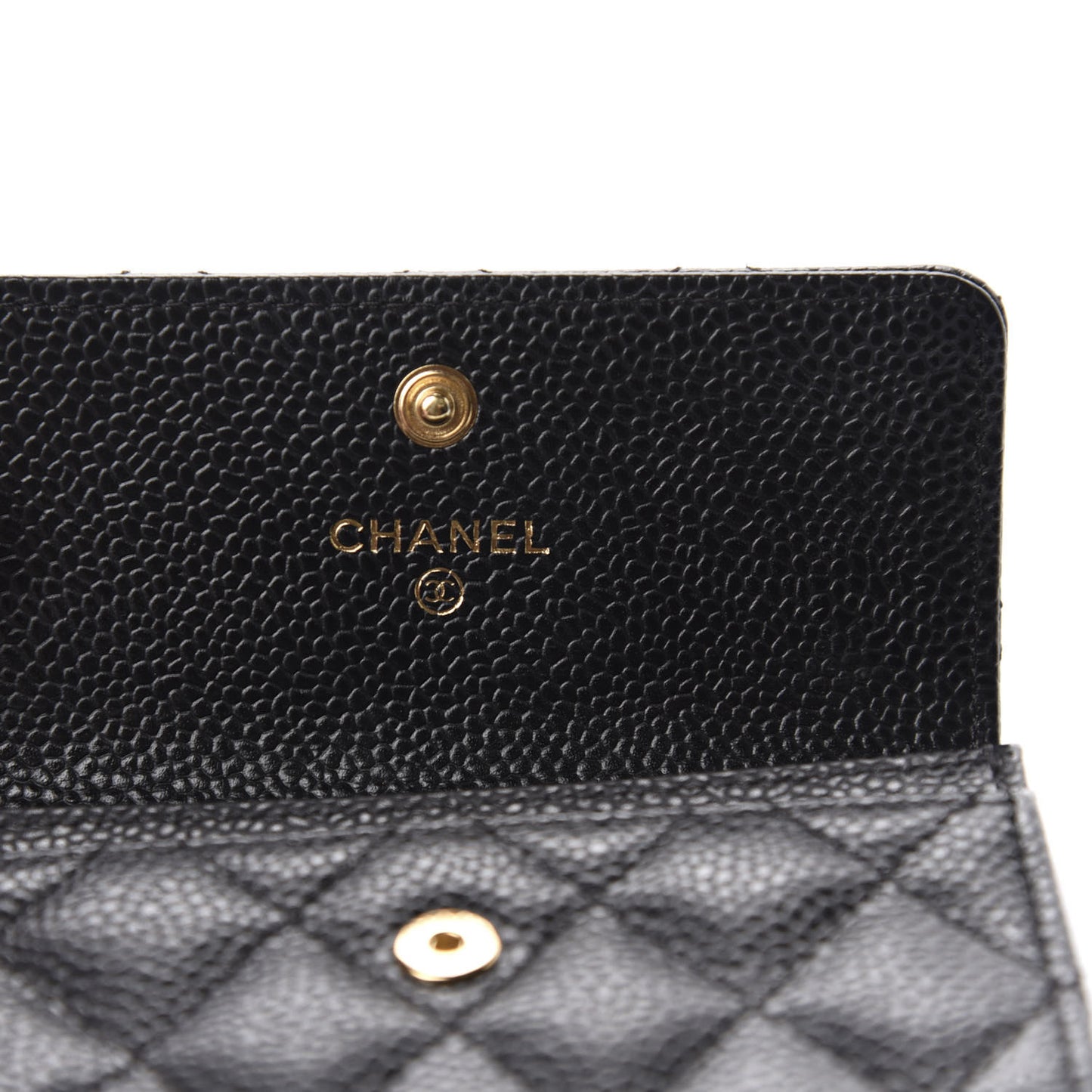 Caviar Quilted Flap Card Holder Black