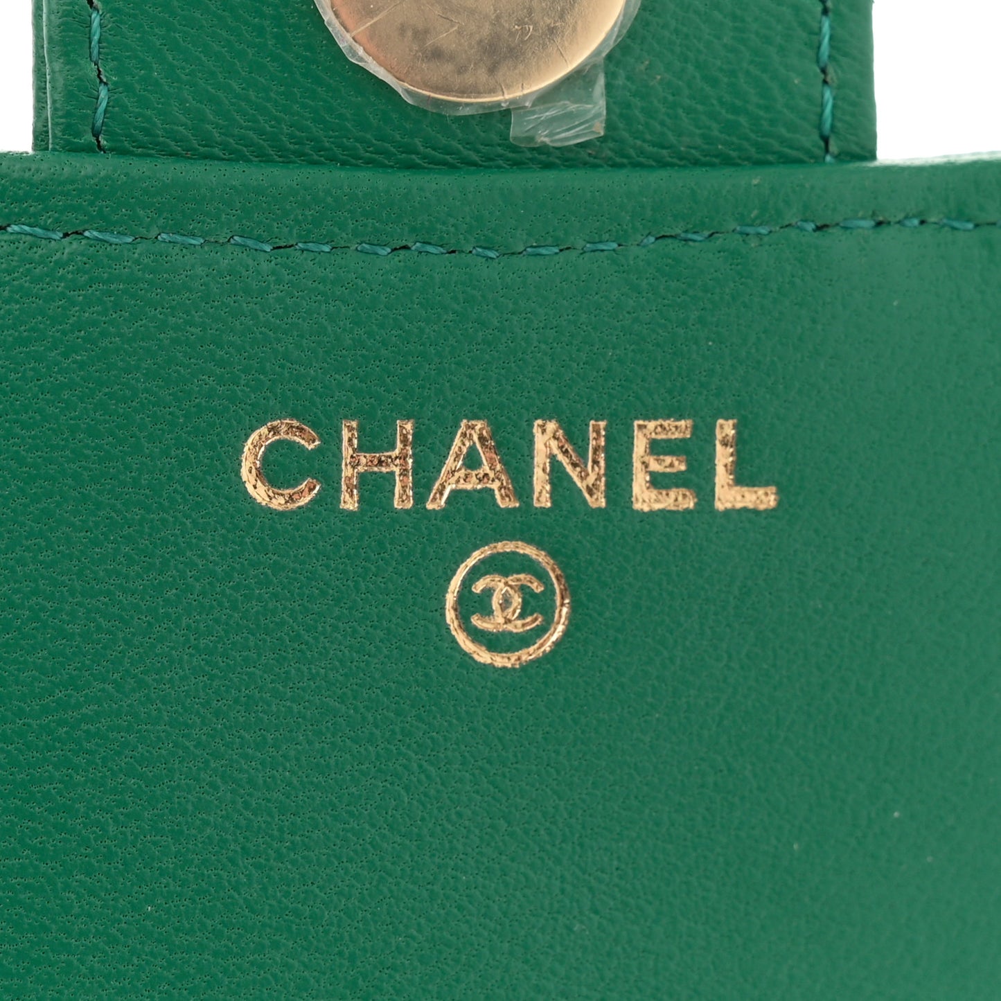 Lambskin Quilted Flap Phone Holder With Chain Green