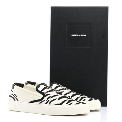 Saint Laurent Canvas Zebra Mens Venice Slip On Sneakers 43 Black White 11 of 11
