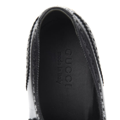 Gucci Calfskin Bee Embroidered Mens Queercore Brogue Wingtip Monk Strap Loafers 9 Black 7 of 10