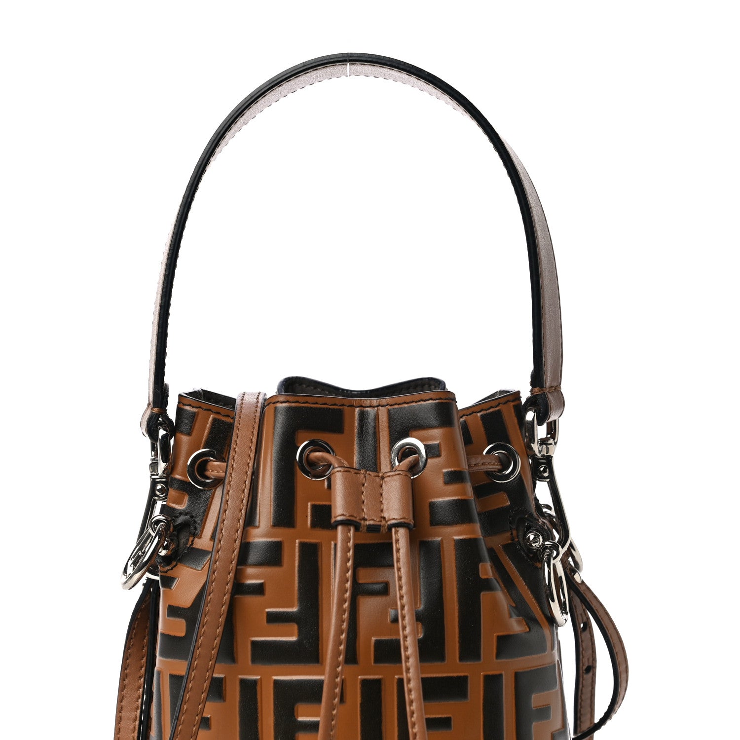 Fendi Vitello Liberty F is Fendi FF Embossed Mini Mon Tresor Bucket Bag Tobacco Black 7 of 9