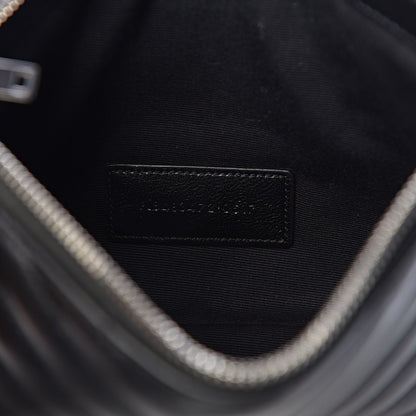 Saint Laurent Calfskin Matelasse Chevron Monogram Pouch Black 7 of 9