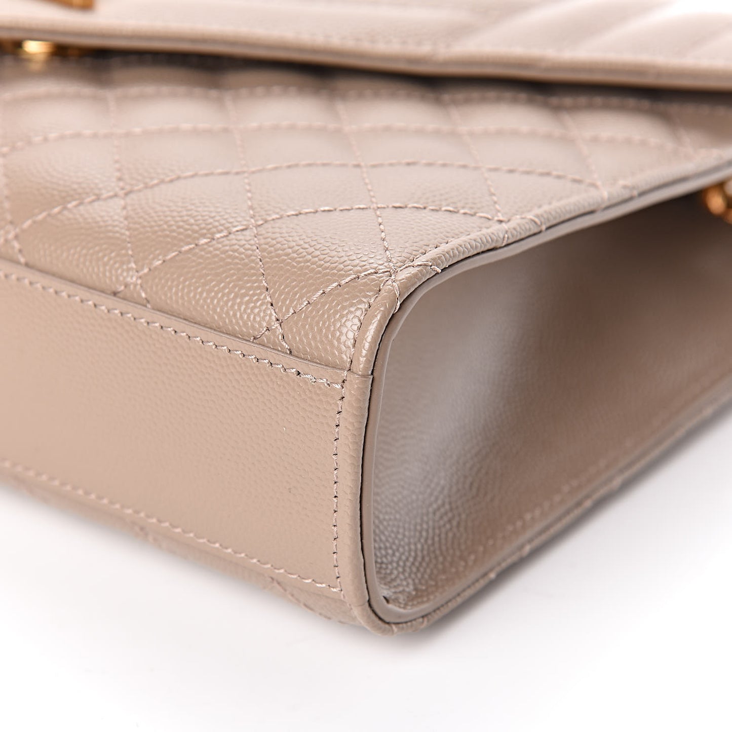Grain De Poudre Textured Mixed Matelasse Medium Triquilt Monogram Satchel Taupe