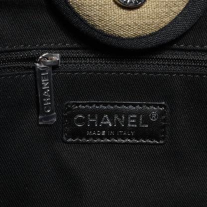 Chanel Canvas Deauville Large Tote Beige Black 6 of 7