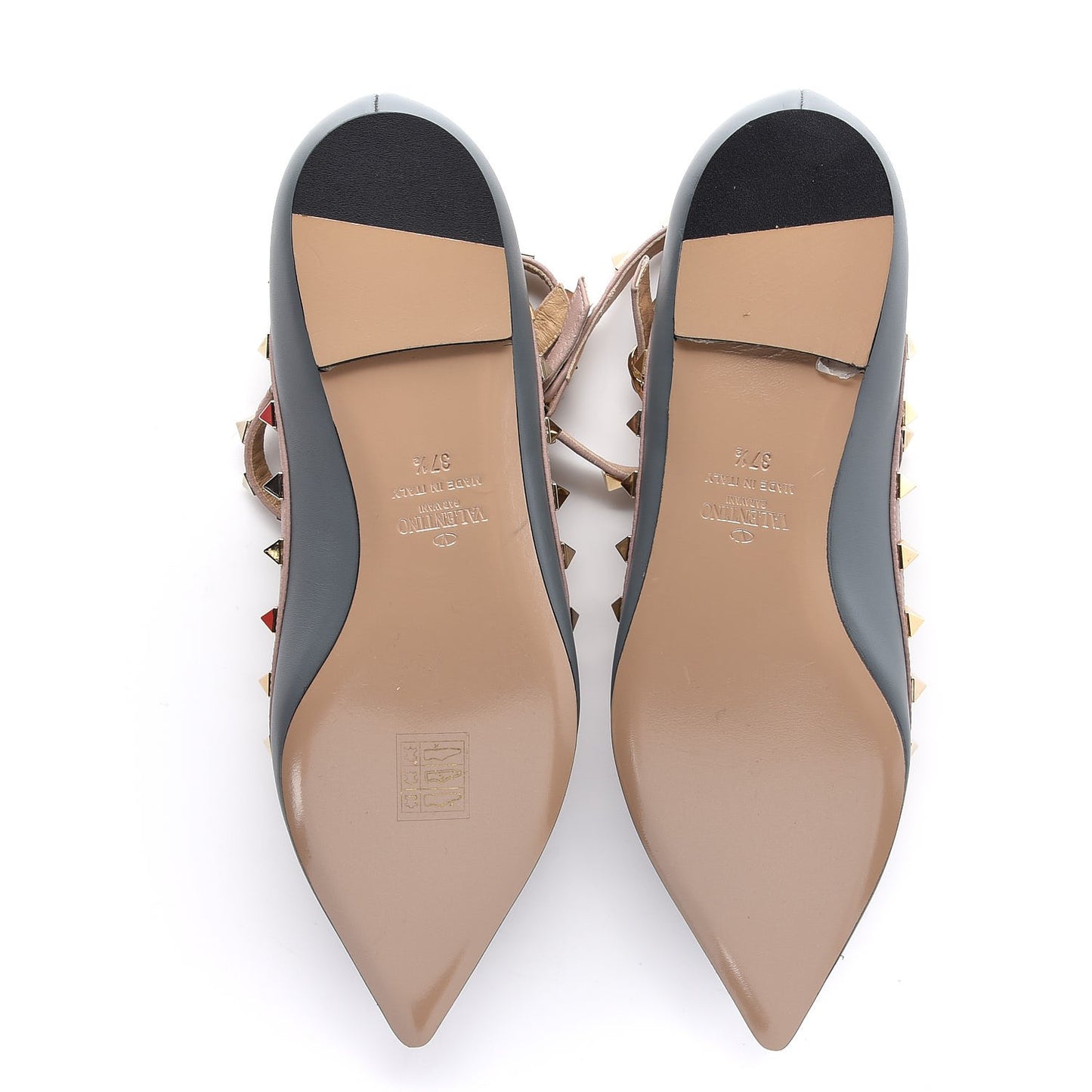 Nappa Rockstud Cage Ballerina Flats 37.5 Stone Poudre