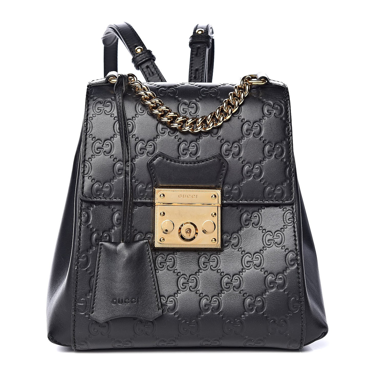 Guccissima Signature Padlock Backpack Black