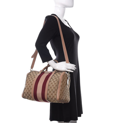 Gucci Monogram Vintage Web Medium Boston Pink 2 of 13