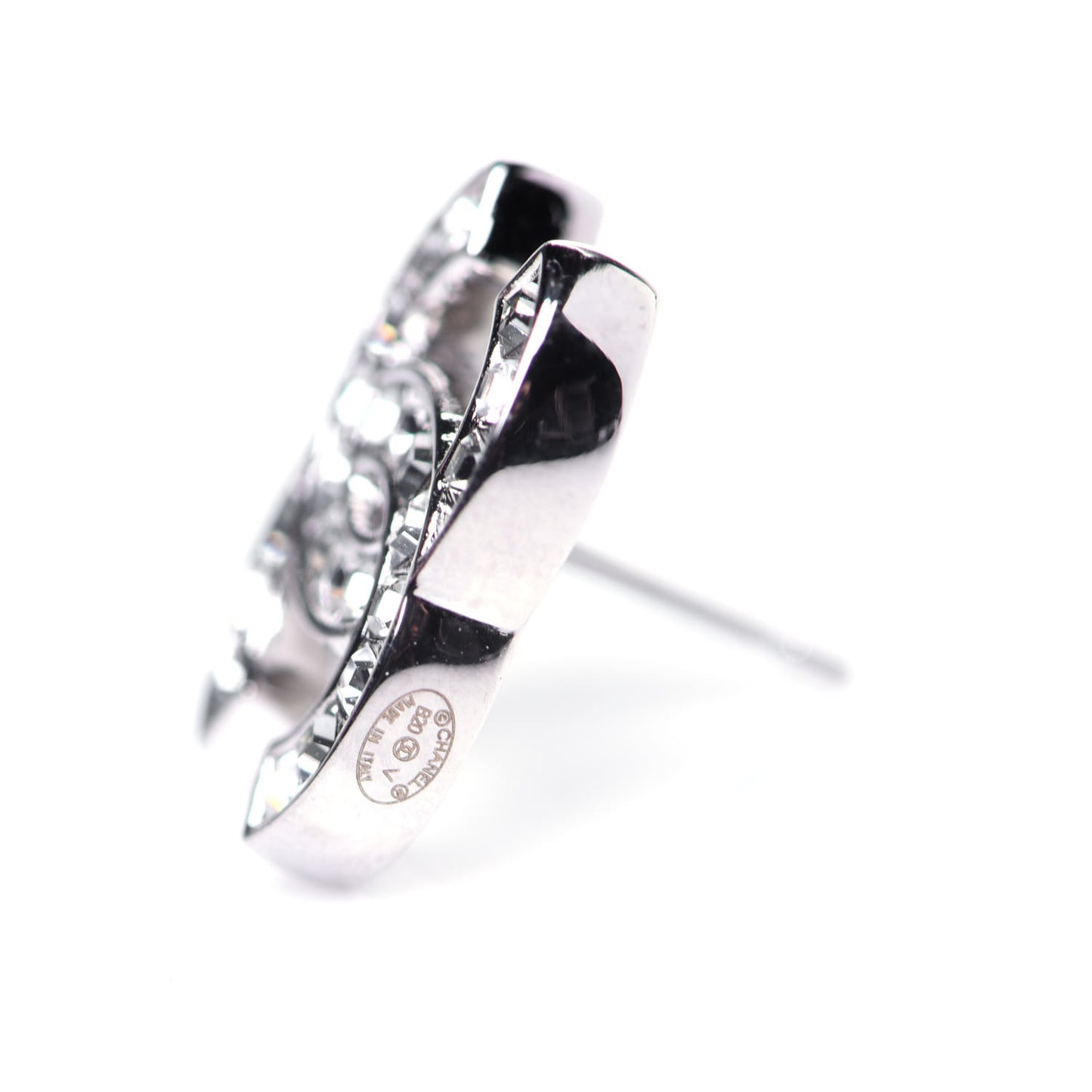 Baguette Crystal CC Earrings Silver Grey