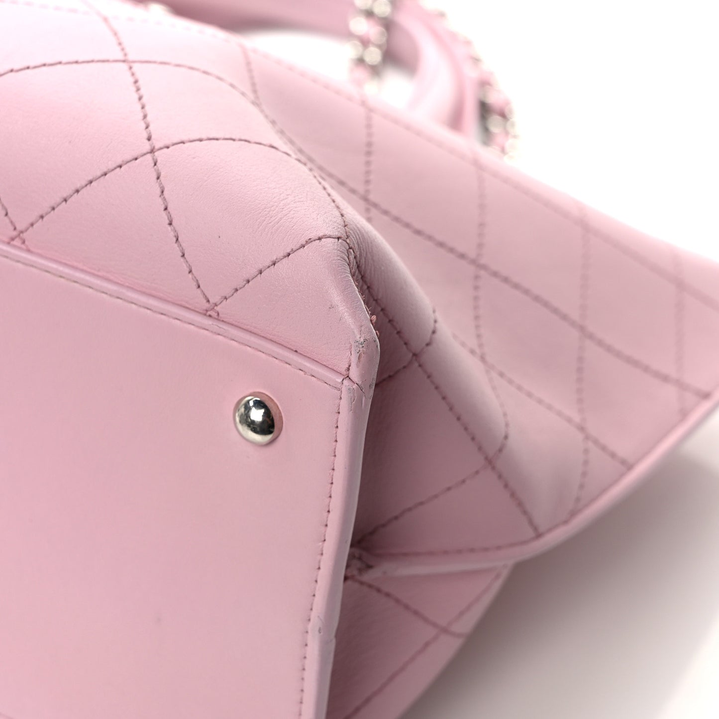 Calfskin Stitch Medium Ring My Bag Shopping Tote Pink