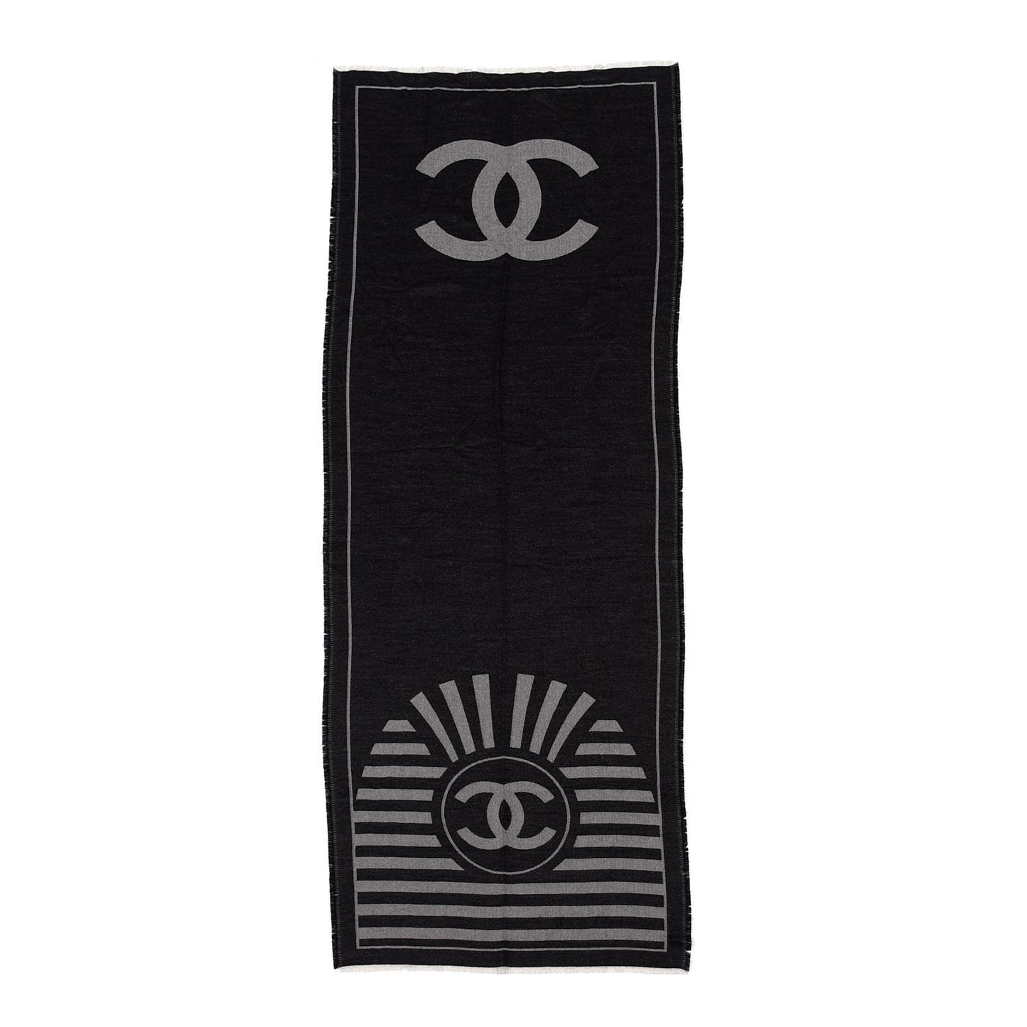Cashmere Silk Blend CC Scarf Black Grey