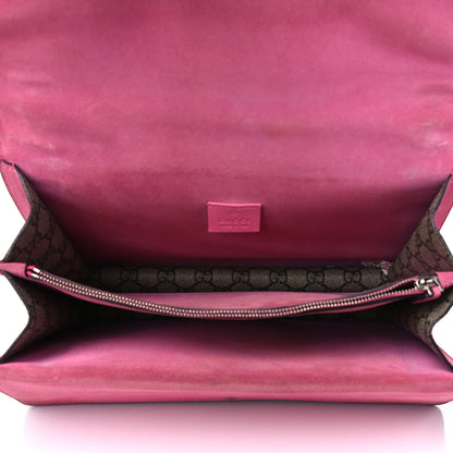 Gucci GG Supreme Monogram Suede Pierced Heart Embroidered Medium Dionysus Shoulder Bag Beige Ebony Pink Tropical Flower 4 of 15