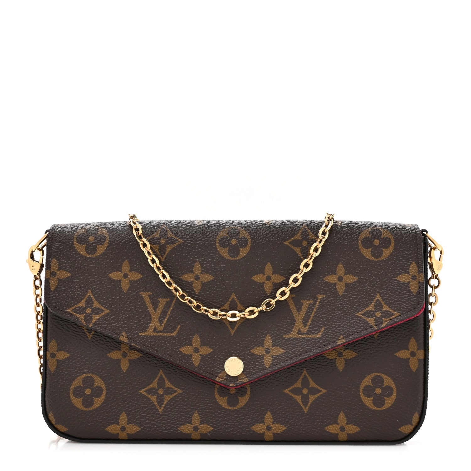 Louis Vuitton Monogram Pochette Felicie Chain Wallet Fuchsia 1 of 10