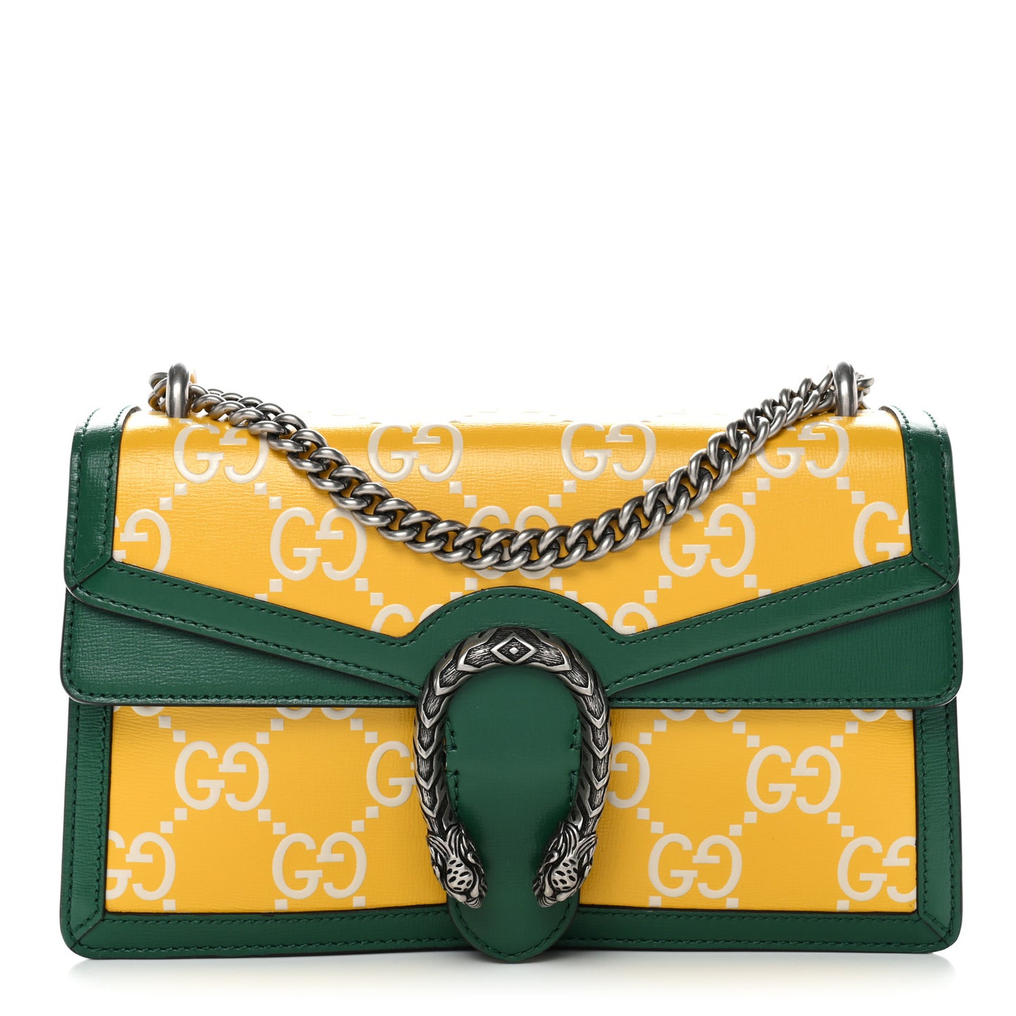 Azalea Calfskin GG Monogram Bi-Color Debossed Small Dionysus Shoulder Bag Stone Topaz Mystic White Emerald