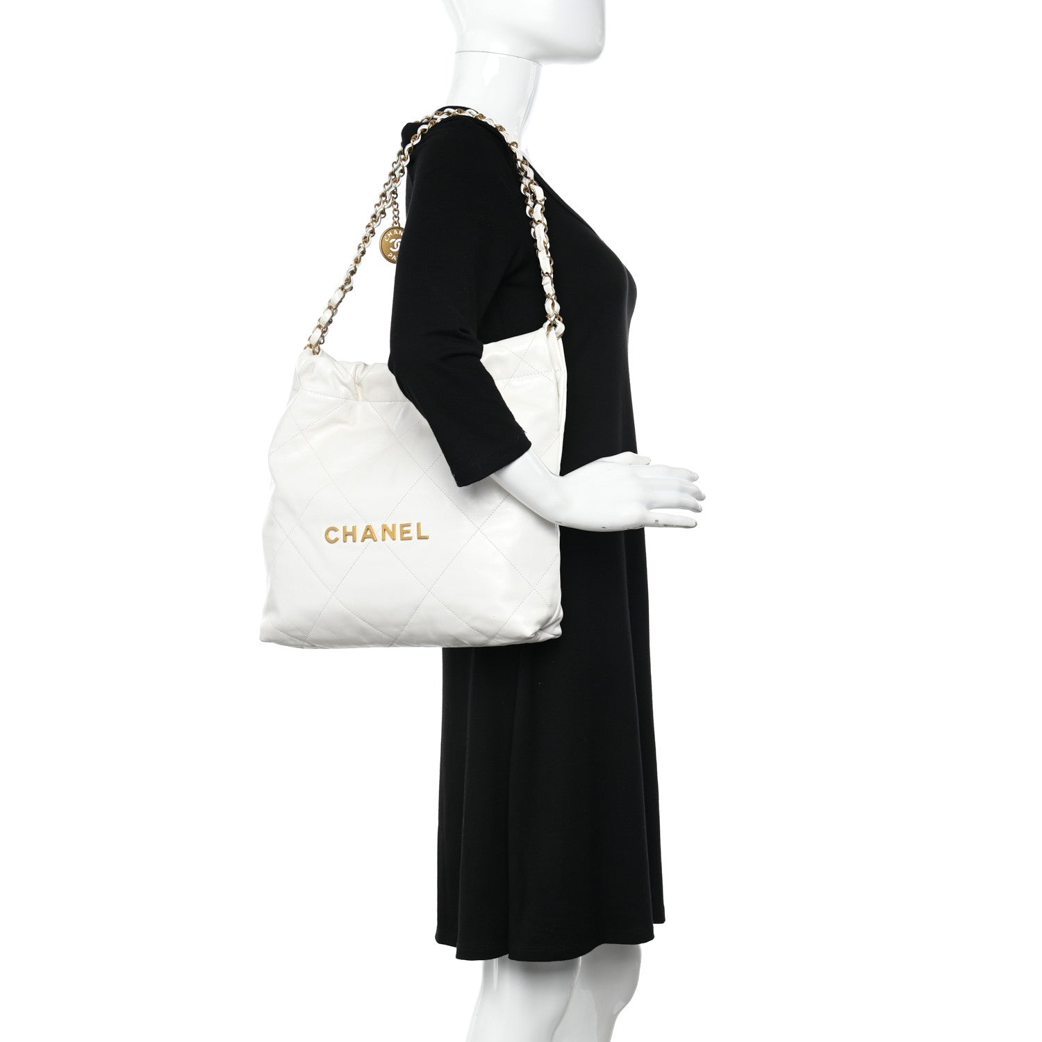 Chanel Shiny Calfskin Quilted Small Chanel 22 White 2 of 11