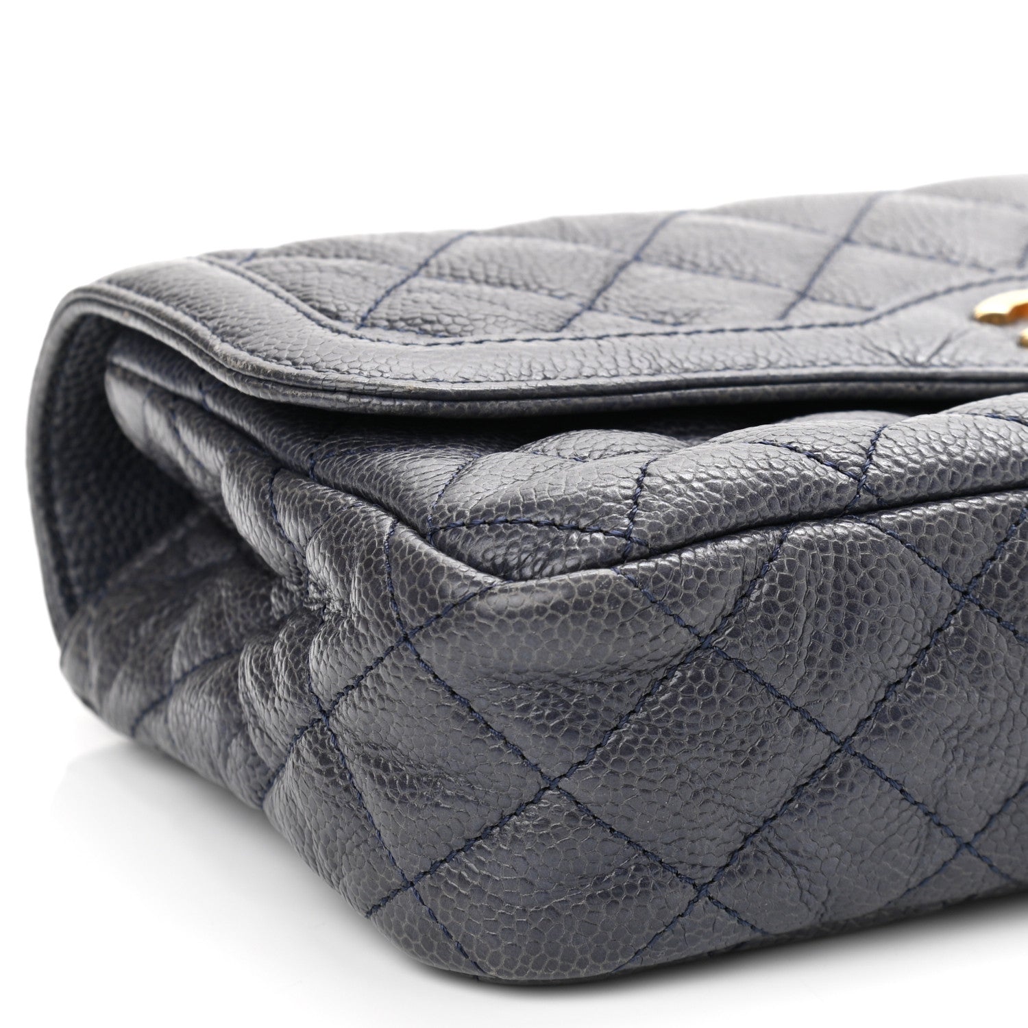 Chanel Crumpled Grained Calfskin Small Two Tone Flap Navy 9 of 10