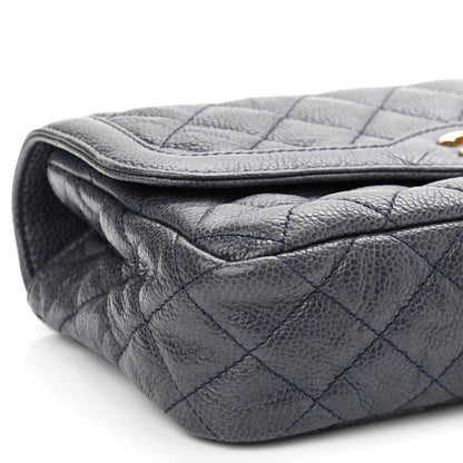Chanel Crumpled Grained Calfskin Small Two Tone Flap Navy 9 of 10