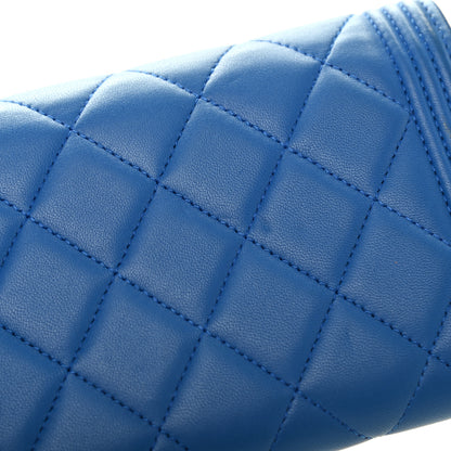 Chanel Lambskin Quilted Boy Flap Wallet Blue 9 of 10