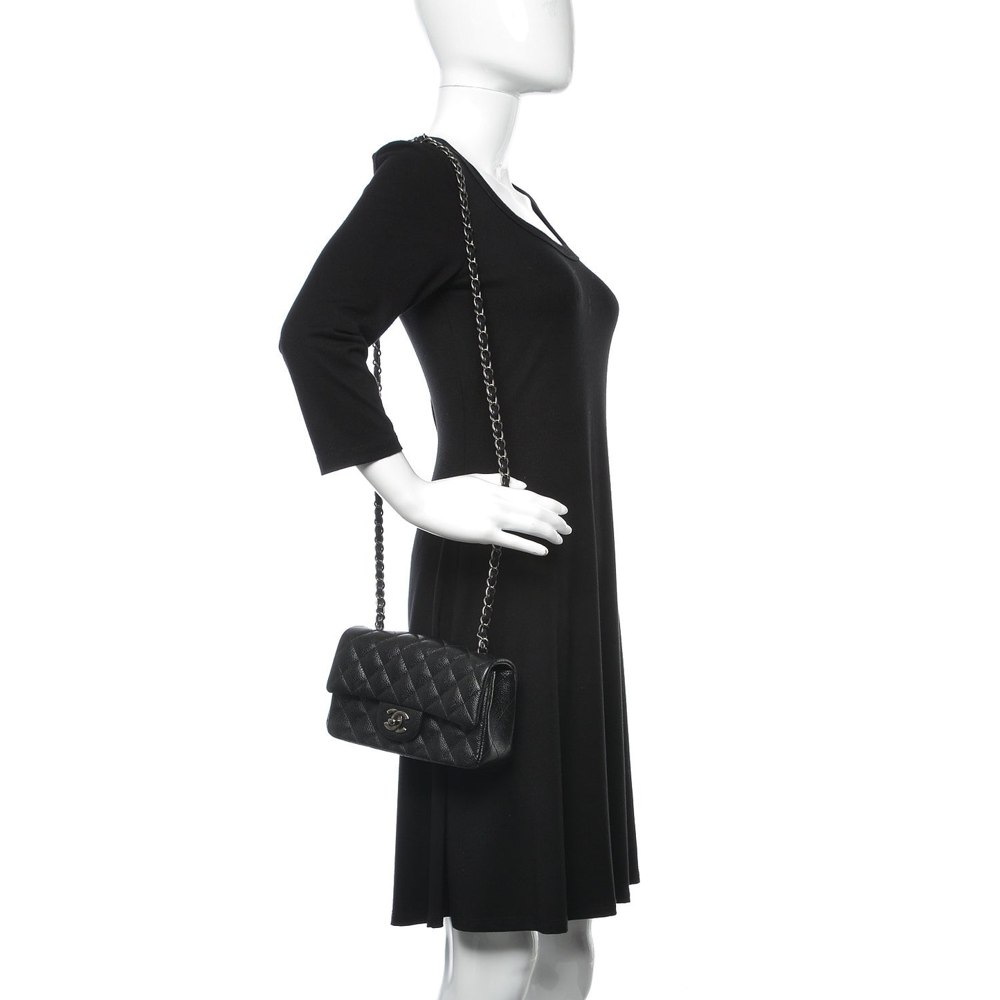 Caviar Quilted Mini Rectangular Flap Black