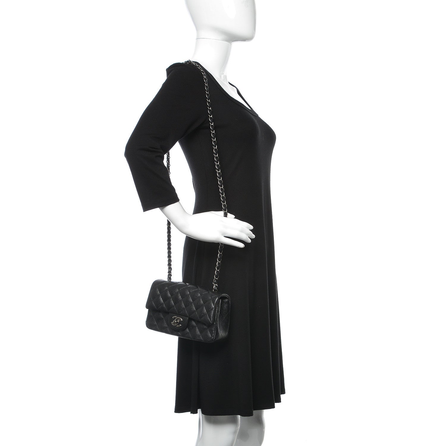 Chanel Caviar Quilted Mini Rectangular Flap Black 2 of 9
