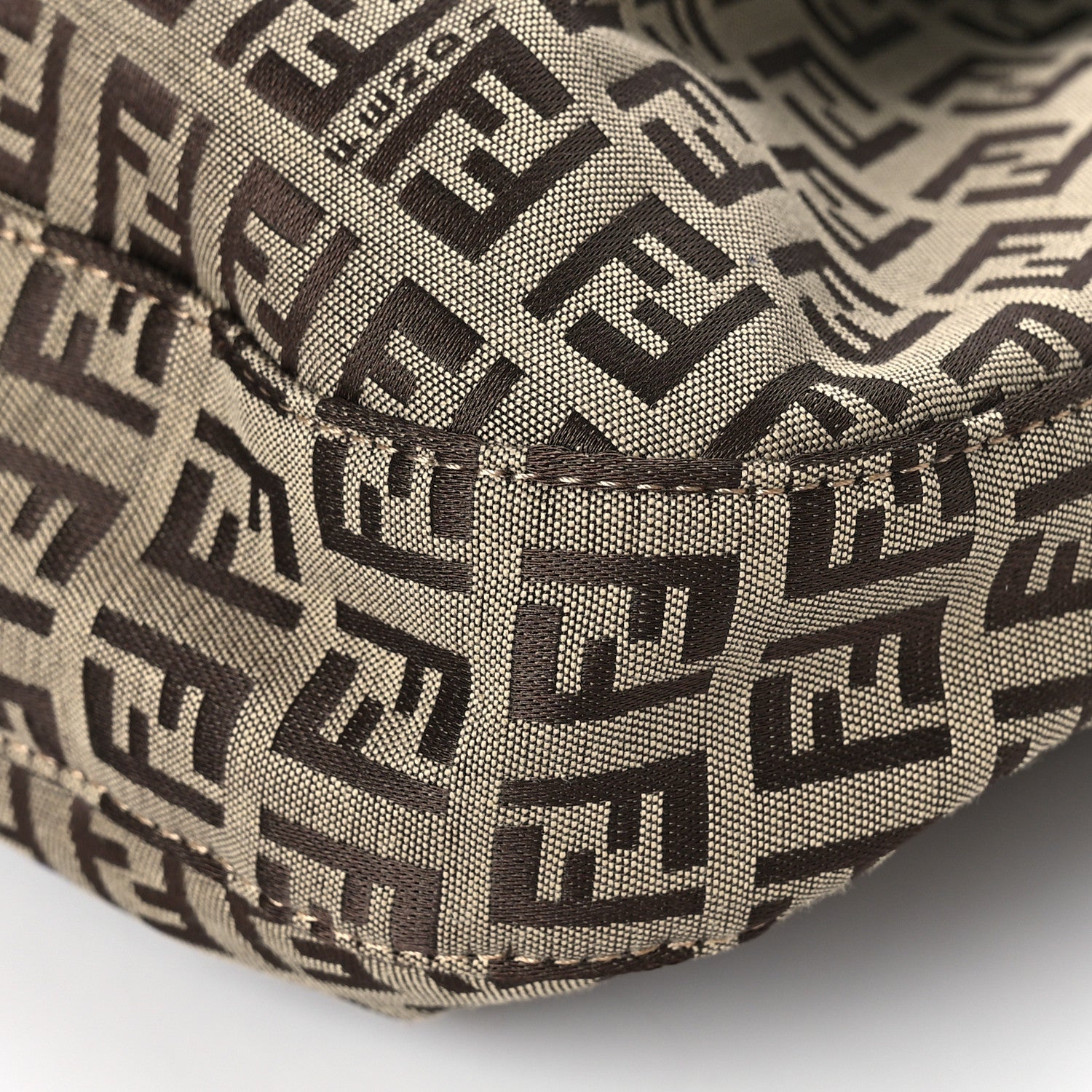 Fendi Zucchino Vitello Drawstring Shoulder Bag Testa di Moro Beige 7 of 7
