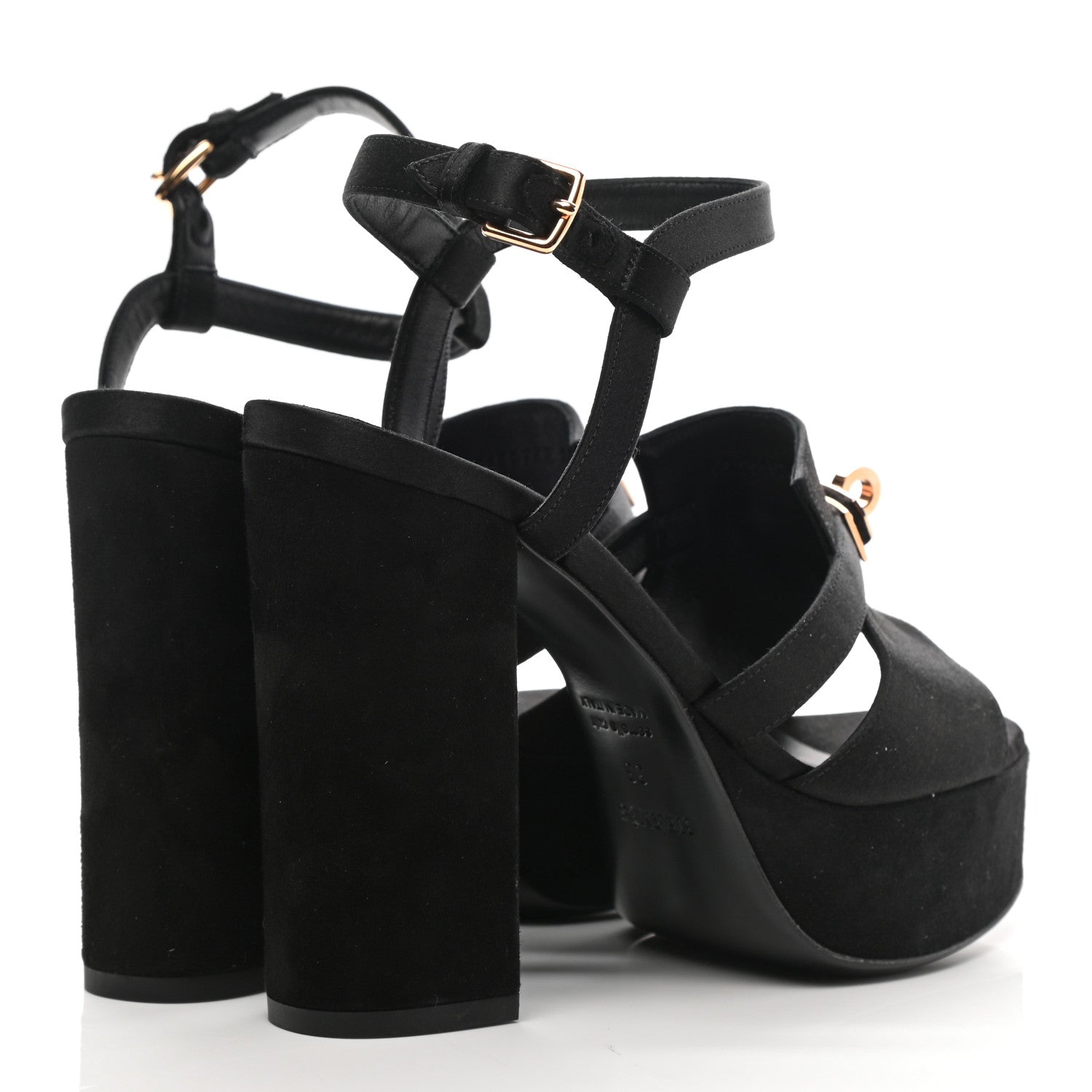 Hermes Suede Goatskin Satin Calas Sandals 36 Black 4 of 11