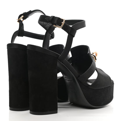 Hermes Suede Goatskin Satin Calas Sandals 36 Black 4 of 11