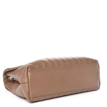 Saint Laurent Calfskin Y Quilted Medium Loulou Monogram Chain Satchel Light Brown 4 of 11