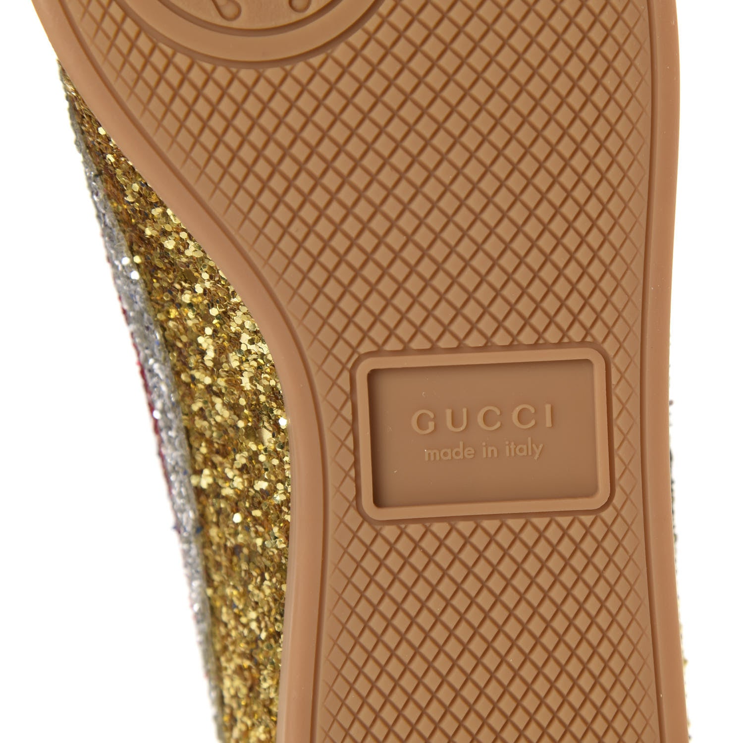 Gucci Glitter Fabric Pierced Heart Falacer Sneakers 36.5 Gold 9 of 11