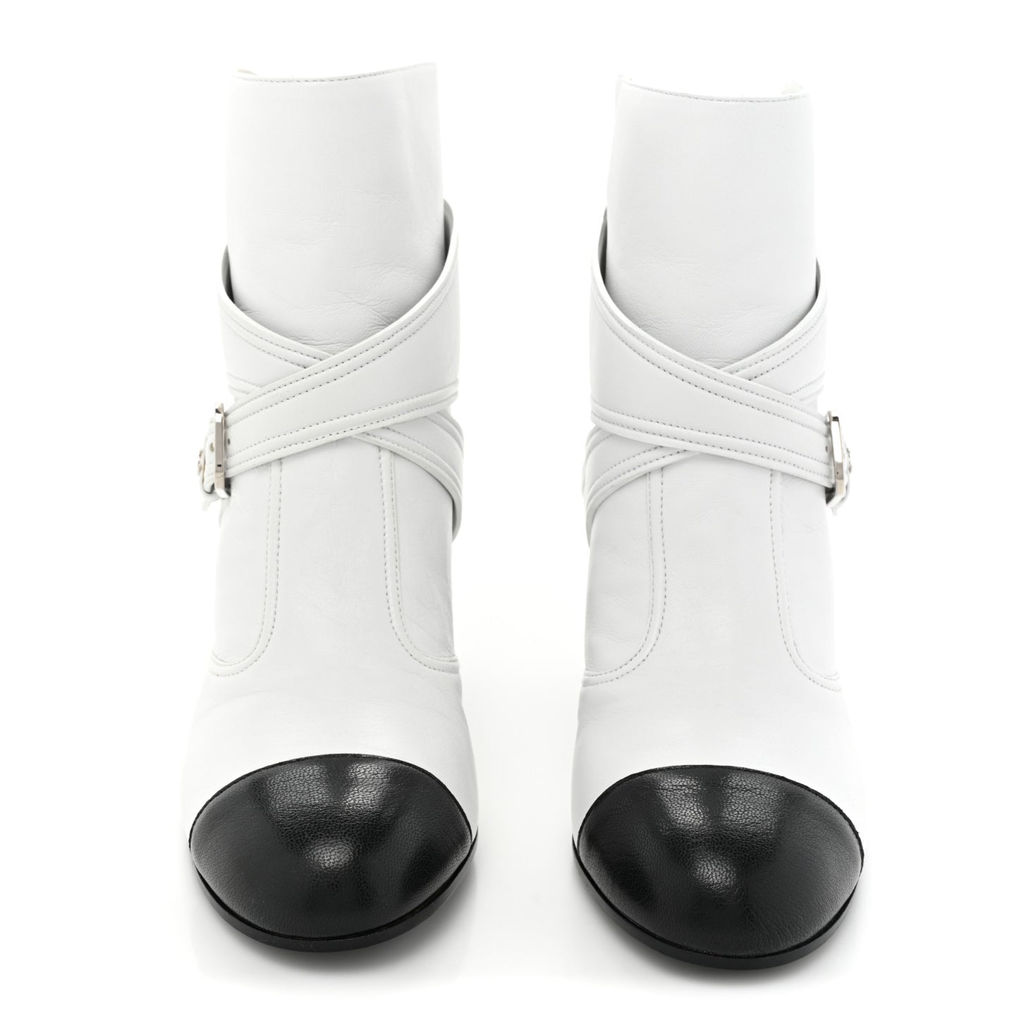 Lambskin Goatskin Cap Toe Boots 37 White Black