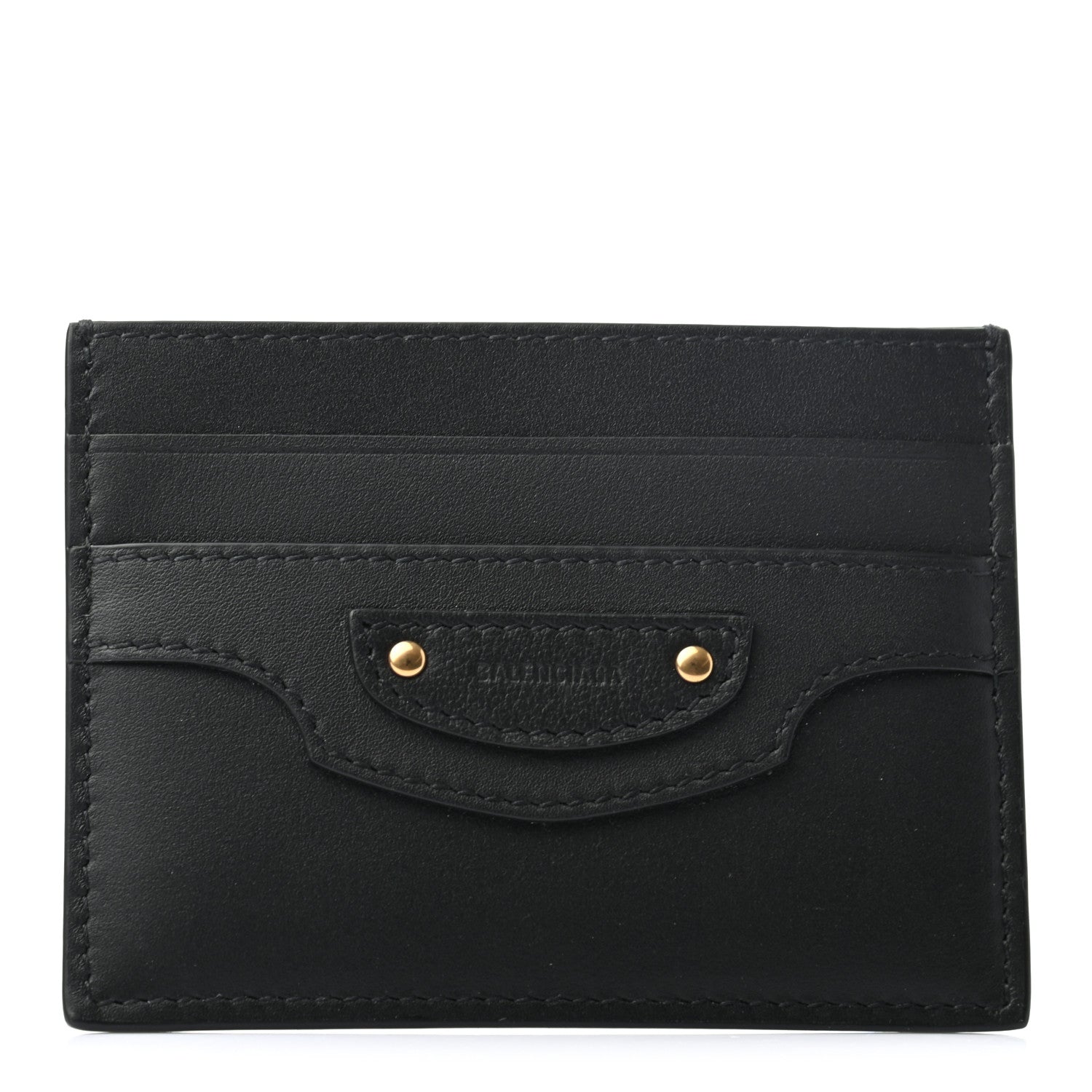 Balenciaga Smooth Calfskin Neo Classic Gold Hardware City Card Case Black 1 of 6