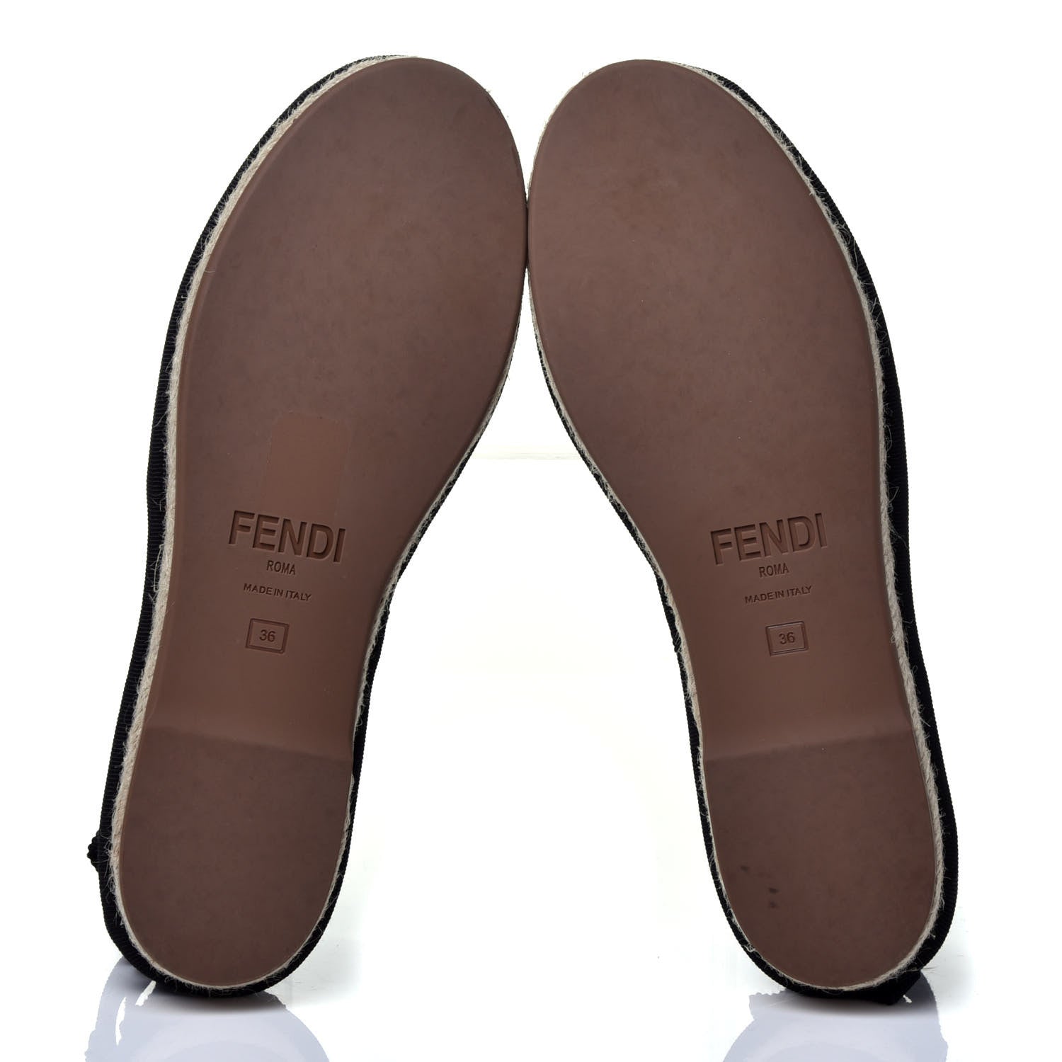 Fendi Canvas FF Embroidered Roma Ankle Wrap Flat Espadrilles 36 Black 8 of 13