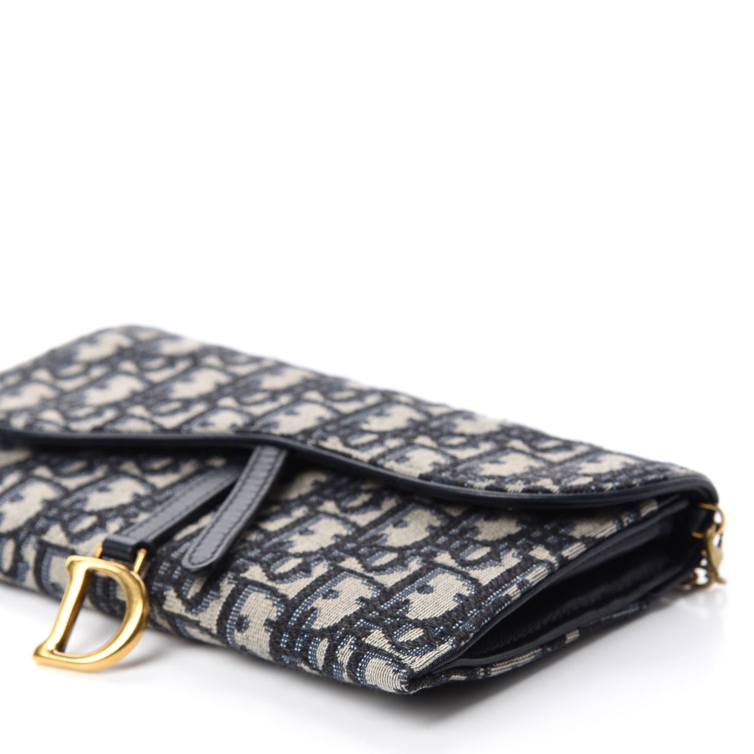 Christian Dior Oblique Saddle Chain Long Wallet Blue 8 of 12
