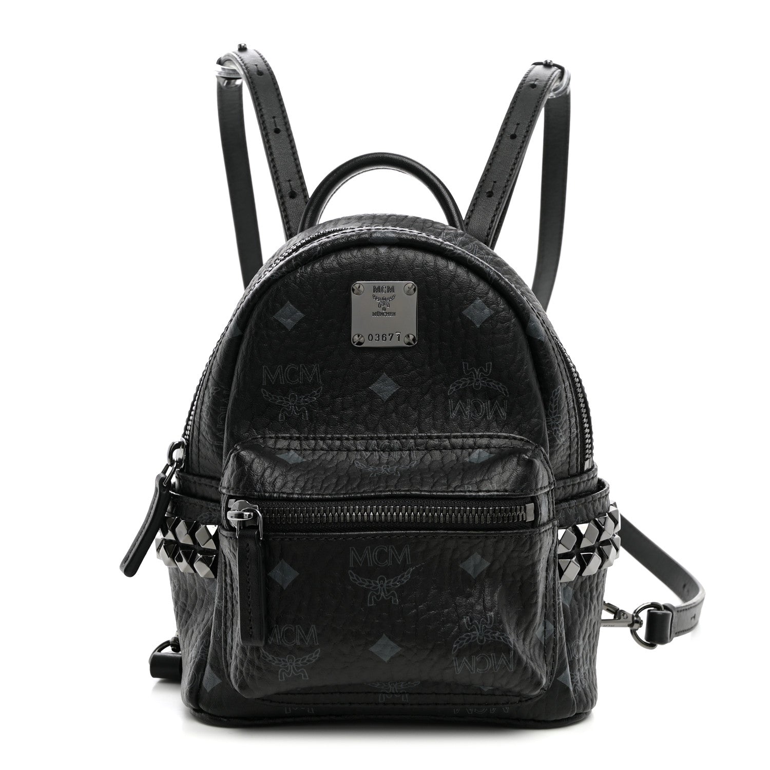 MCM Visetos Side Stud X-Mini Stark Bebe Boo Backpack Black 1 of 8
