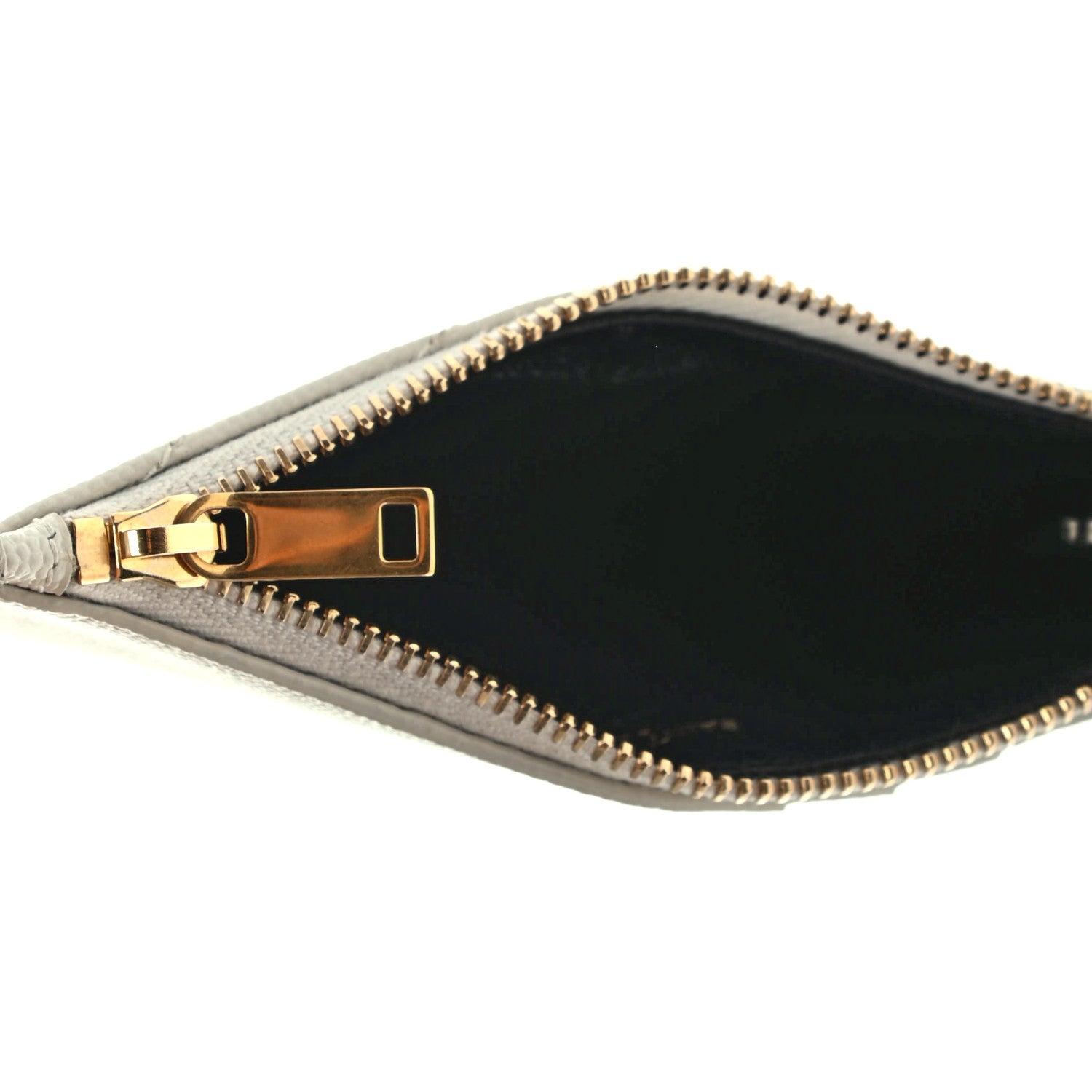 Saint Laurent Grain De Poudre Matelasse Chevron Monogram Fragments Zippered Card Case Crema Soft 5 of 8
