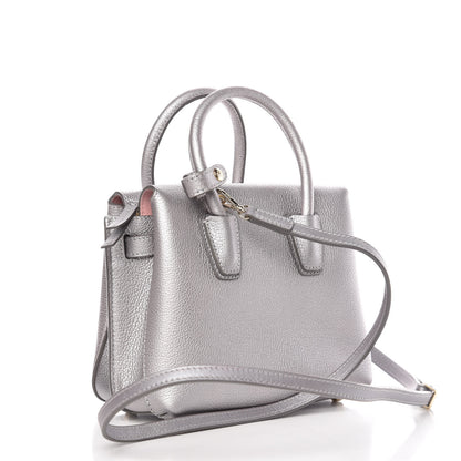 MCM Metallic Grained Calfskin Mini Milla Tote Spike Silver 8 of 15
