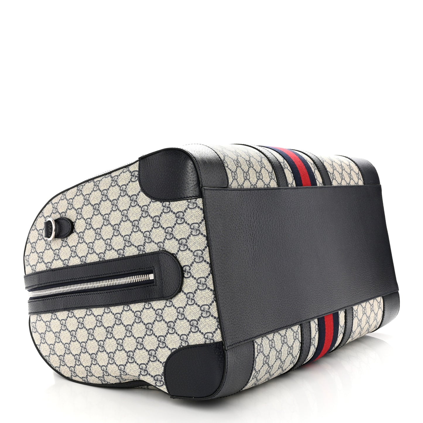 GG Supreme Monogram Textured Calfskin Web Large Ophidia Duffle Bag Beige Blue