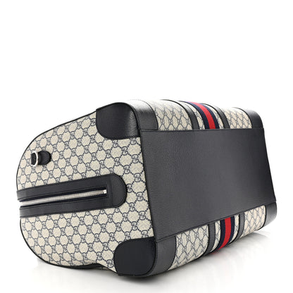 Gucci GG Supreme Monogram Textured Calfskin Web Large Ophidia Duffle Bag Beige Blue 3 of 9