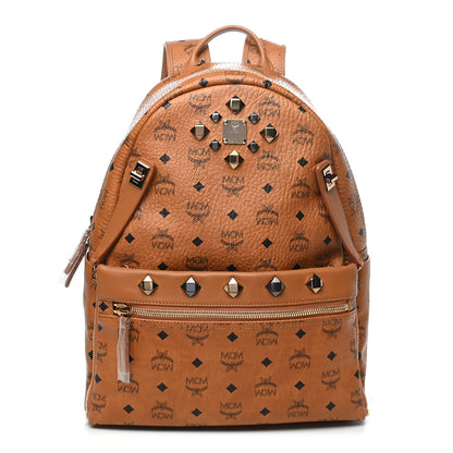 MCM Visetos Studded Medium Dual Stark Backpack Cognac 1 of 9
